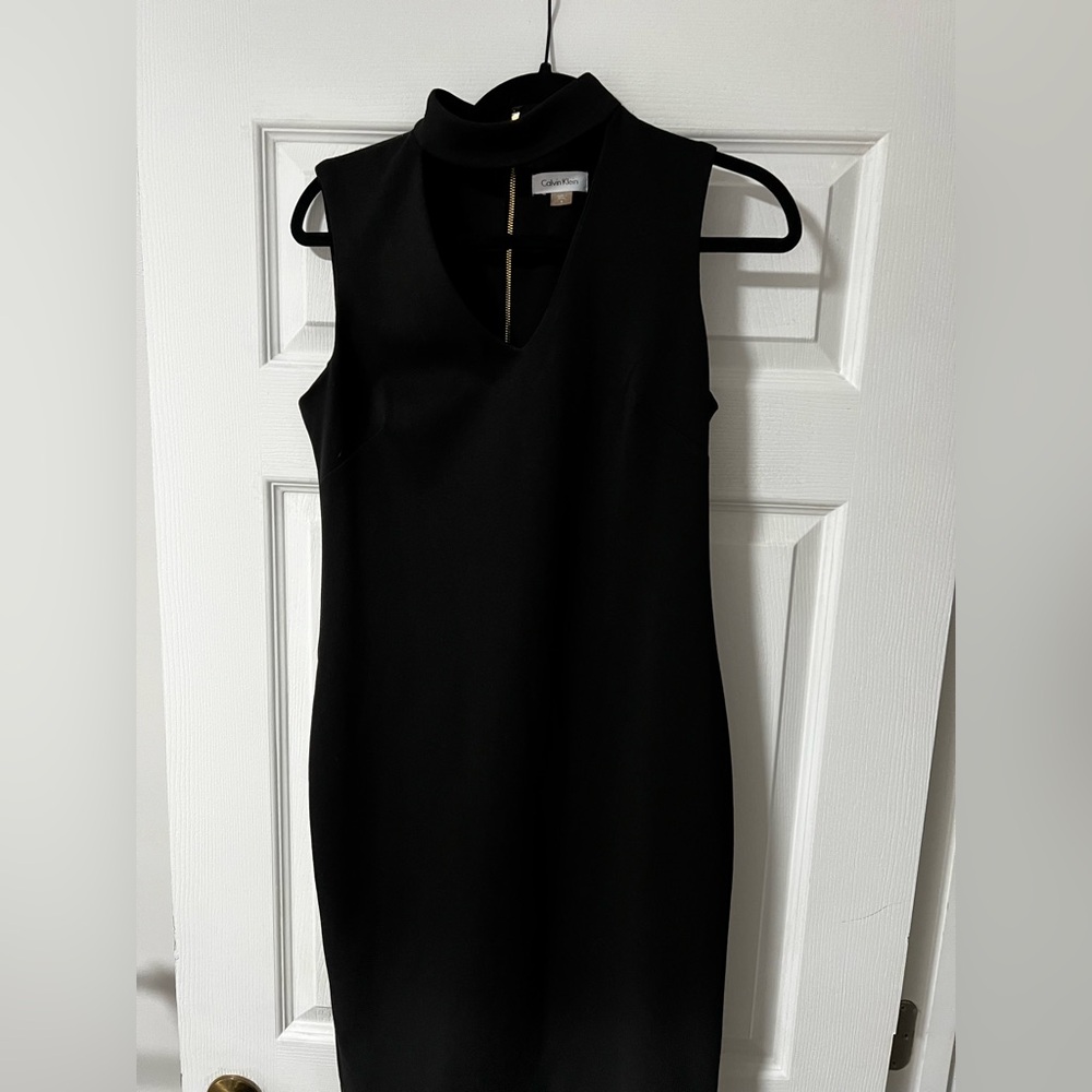 Calvin Klein Black Sheath Mini Dress V-Neck